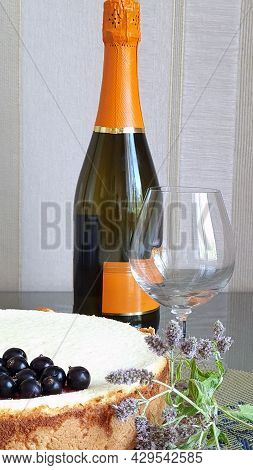 Champagne And Cottage Cheese Dessert A Sweet Treat With Oregano Flowers