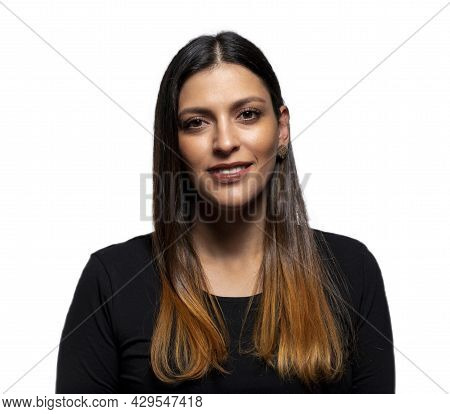 Portrait Of A Young Latina Business Woman, Isolated On White Background