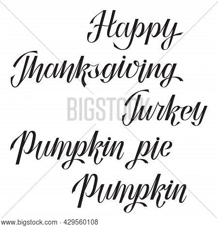 Thanksgiving Themed Hand Lettering Set. Autumn Season Greetings. Thanksgiving Card