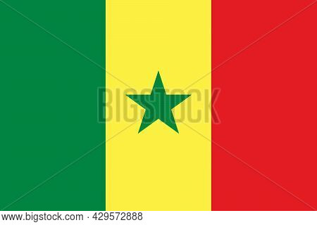 National Flag Of Senegal Original Size And Colors Vector Illustration, Drapeau Du Senegal Tricolour,