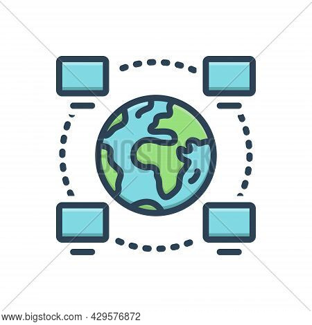 Color Illustration Icon For Operability Project Management Network Software Technological Multicast 