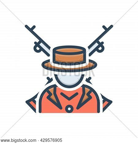 Color Illustration Icon For Orion Terrorist Gun Extremist Rebel Radical Malcontent