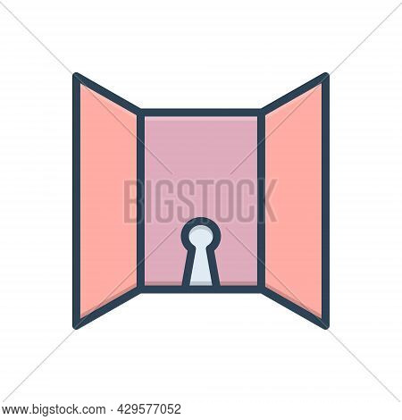 Color Illustration Icon For Openness Door Entrance Frankness Forthrightness Keyhole Doorknob Door-ha