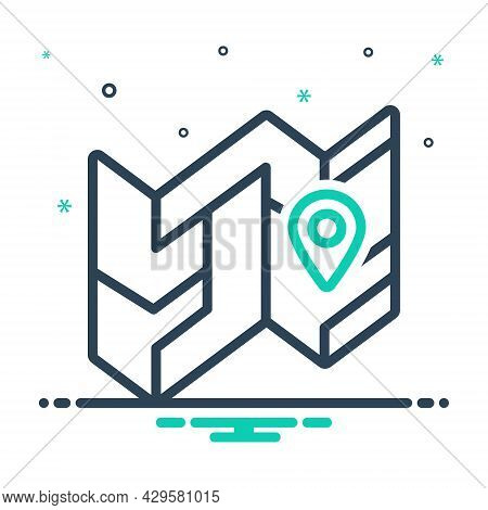 Mix Icon For Map Delineation Route Avenue Direction Itinerary Navigation Pilotage Gps