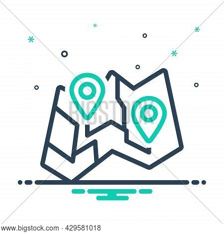 Mix Icon For Map Delineation Route Avenue Direction Pointer Itinerary Navigation Pilotage Gps