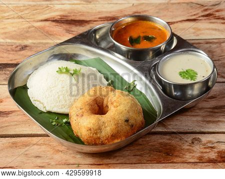 South Indian Breakfast Combination Of Medu Vada And Idli Or Idly Is A Traditional And Popular Food S