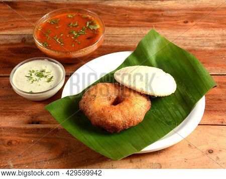 South Indian Breakfast Combination Of Medu Vada And Idli Or Idly Is A Traditional And Popular Food S
