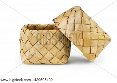 Old Woven Sugar Palm Leaves Container For Steamed Glutinous Rice (craft Natural Packaging) In Thaila