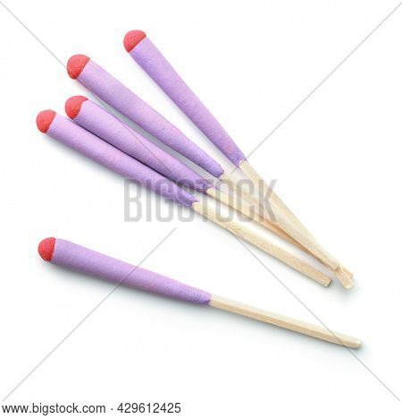 Top view of stormproof matches isolated on white