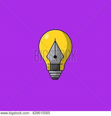 Lamp With Pen Tool Cartoon Vector Icon Illustration. Animal Nature Icon Concept Isolated Premium Vec
