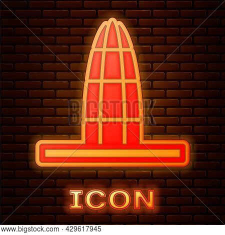 Glowing Neon Agbar Tower Icon Isolated On Brick Wall Background. Barcelona, Spain. Vector