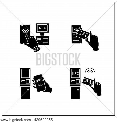 Nfc Technology Glyph Icon. Payment System. Near Field Communication. Contactless Payment Concept. Fi