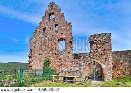 Part Of Ruin Of Historic Limburg Abbey In Palatinate Forest In Germany