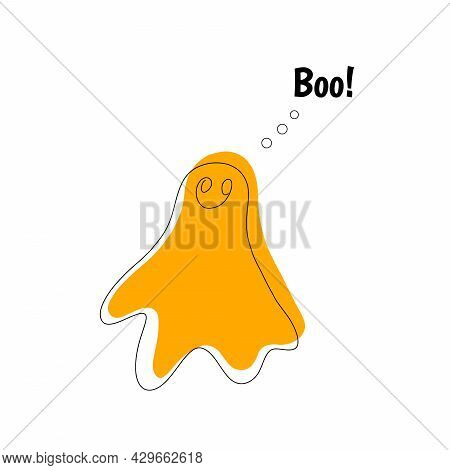 Ghost Silhouette Halloween Mystery Specter. Flat Cartoon Illustration.