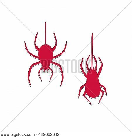 Isolated Vector Spiders, Happy Halloween. Cartoon Flat Illustrations.