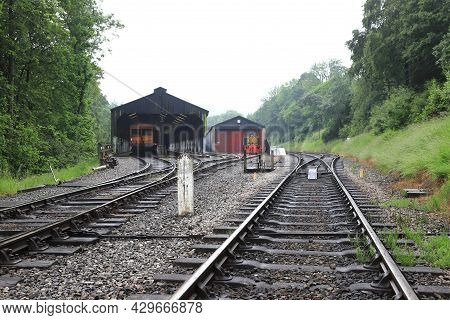 Oxenhope, England - June 24:  The View Past The Engine Sheds Towards Oxenhope Station On The Histori