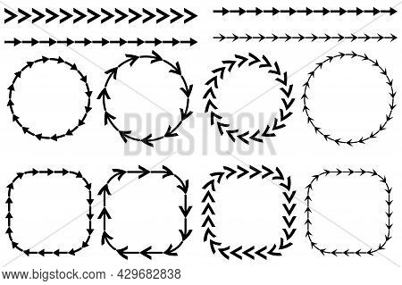 Circular Arrows. Chart Icon Vector Set. Cursor Sign. Recycle Icon. Forward Icon. Vector Illustration