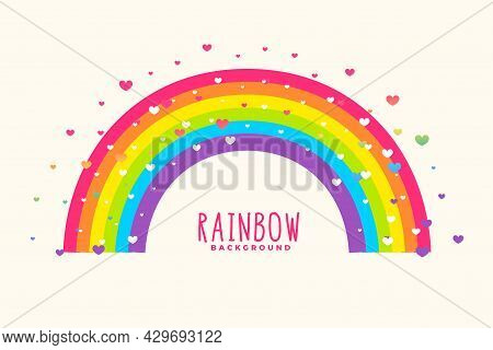 Cute Rainbow Background With Hearts Background Design Vector Illustration