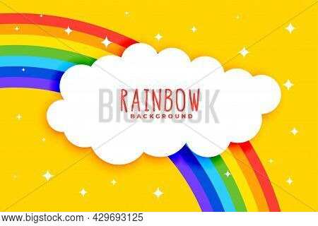Clouds And Rainbow On Yellow Background Design Vector Illustration