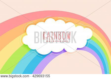 Cute Rainbow And Cloud In Pastel Colors Background Design Vector Illustration