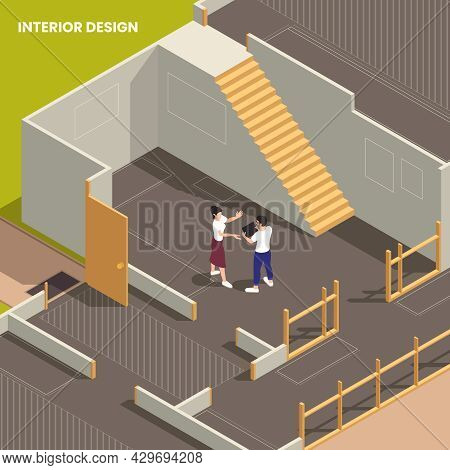 Interior Designer Discussing With Client Desired Look Within New House Building Suited For Inhabitan