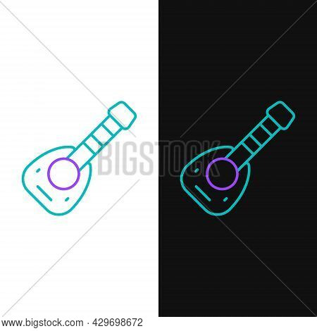 Line Musical Instrument Lute Icon Isolated On White And Black Background. Arabic, Oriental, Greek Mu