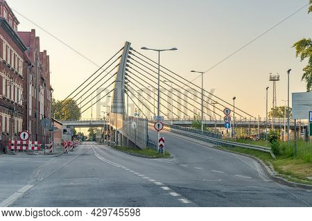 Opole, Poland - June 4, 2021: Sunrise On Viaduct Named After The Cursed Soldiers (polish: Wiadukt Zo