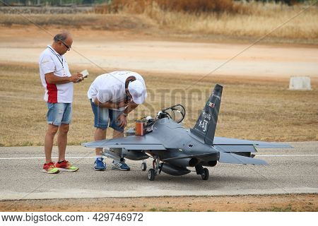 Apulia, Italy - June 3, 2017: Enthusiasts Of Alipuglia Rc Aircraft Club Take Part In A Local Radio C