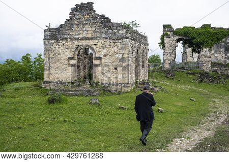 An Ancient Bedian Temple In The Mountains Of The Republic Of Abkhazia. Cloudy Day May 19, 2021