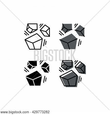 Charcoal. Mineral. Icons Set. Colorful And Black And White Concept. Korean Cosmetic Ingredient, Natu