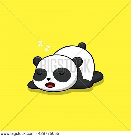 Cute Panda Sleeping Cartoon Vector Icon Illustration. Animal Nature Icon Concept Isolated Premium Ve