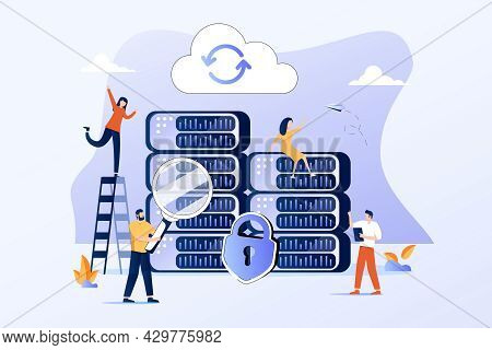 People In Team Analyze Dioramas And Graphics, Data Visualization Concept, Vector Illustration. Data 