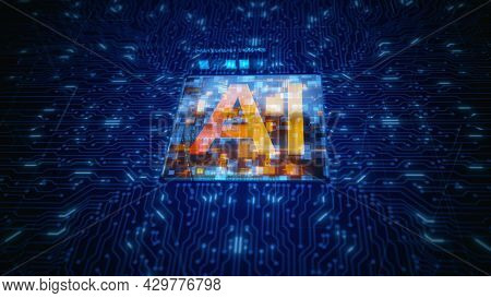 Circuit Board Cpu Processor Microchip Starting Artificial Intelligence Ai. Future Technology Concept