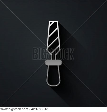 Silver Rasp Metal File Icon Isolated On Black Background. Rasp For Working With Wood And Metal. Tool