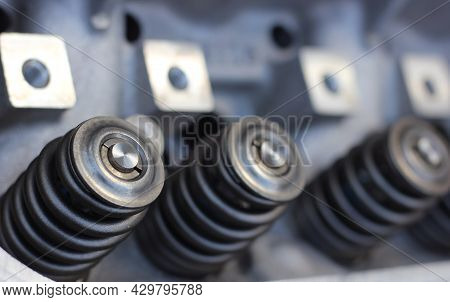 Eight Cylinder Engine Head With Valve Springs For Vintage Automobile