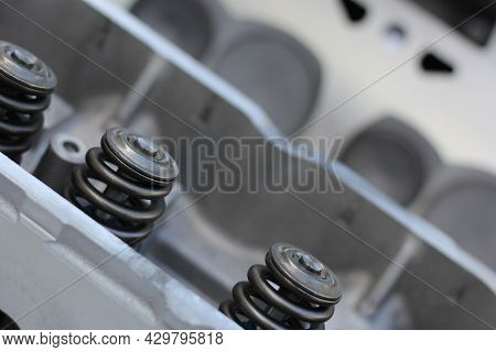 Eight Cylinder Engine Head With Valve Springs For Vintage Automobile