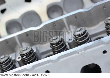 Eight Cylinder Engine Head With Valve Springs For Vintage Automobile