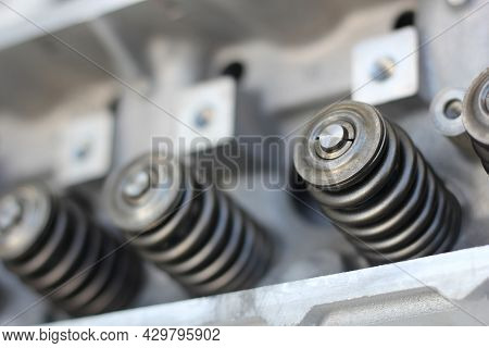Eight Cylinder Engine Head With Valve Springs For Vintage Automobile
