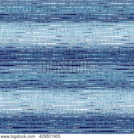 Classic Blue Woven Stripe Masculine Shirt Fabric Texture. Navy Space Dyed Marled Melange Background.
