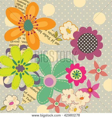 Bonito retro floral ilustração
