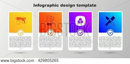 Set Paint Spray Gun, Color Palette Guide, Rgb And Cmyk Color Mixing And Brush. Business Infographic 