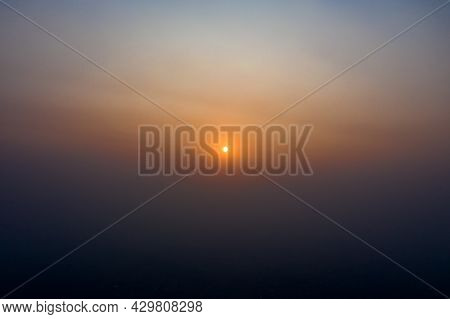 Pm 2.5 In Sunrise View With The Mountain Foreground At Chiang Rai Province, North Of Thailand On 25 
