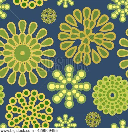 Festive Background. Night. Square Seamless Pattern. Bright Flashes Of Fireworks In A Symbolic Style.