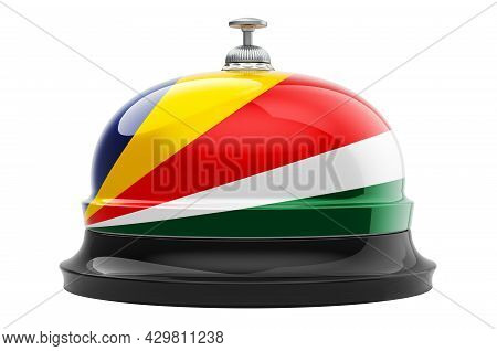 Reception Bell With Seychelloise Flag. 3d Rendering Isolated On White Background