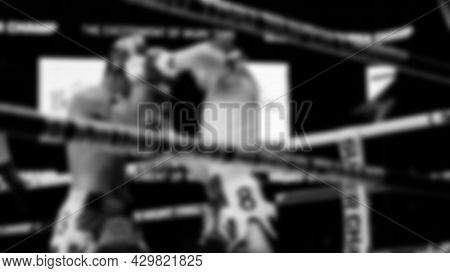Thai Kick Boxing. Blurred Images Of Muay Thai. Martial Art Kickboxing.