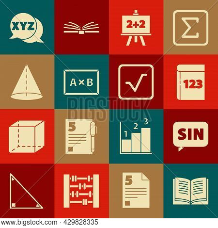 Set Open Book, Mathematics Function Sine, Book With Word Mathematics, Chalkboard, Geometric Figure C