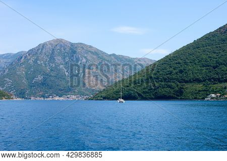View Of The Igaloboko-kotor Bay, Mountains And The Village Of Herceg Novi. Igalo Resort. Travel By M