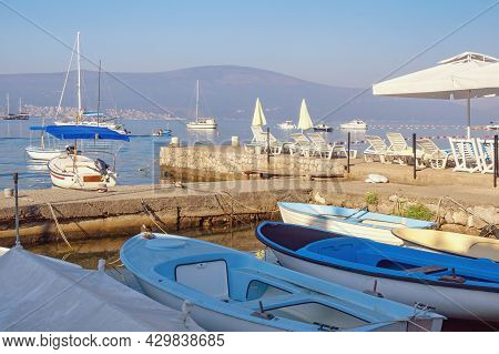 Summer Vacations. Beautiful Mediterranean Landscape On Sunny Summer Morning. Montenegro, Adriatic Se