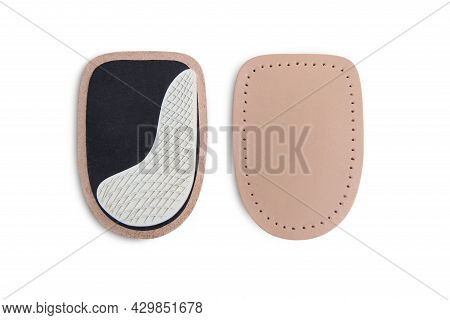 Orthopedic Leather Heel Pad From Corns For The Correction Of Different Lengths Of Legs Isolated On W