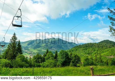 Nice View Of The Mountains. Chairlift. Slavsk. Carpathians Ukraine Travels